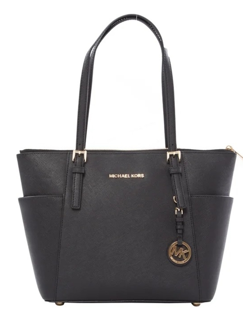 Michael Kors Black Saffiano Tote with Gold Hardware
